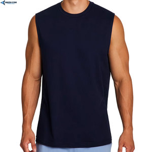 Men's Navy Sleeveless Tank Top O-Neck Casual Knitted Solid Color Style - Product Image 3