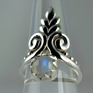 Rainbow Moonstone <b>Ring</b> 925 Sterling <b>Silver</b> Handmade <b>Statement</b> Promise <b>Ring</b> for Women Boho Round June Birthstone Jewelry - Product Image 1