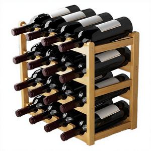 Porte-verres à vin moderne en bois fait main, écologique, avec tiroir coulissant, meuble de présentation pour la maison - Product Image 1