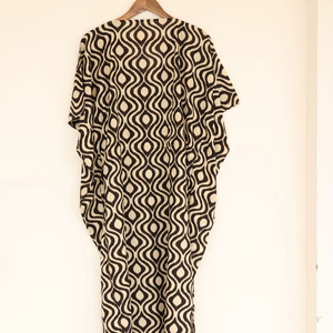 Robe kaftan en coton bohème à coupe décontractée, légère, pour l'été, la plage et les vacances - Product Image 1