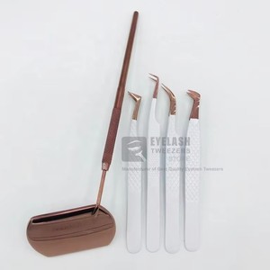 Pinzas para Pestañas de Acero Inoxidable con Punta Dorada Rosa, Marca Privada, Logotipo Personalizado, Duraderas y Precisas para Manicura Profesional - Product Image 3