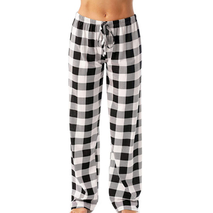 Pantalones de Pijama de Franela para Mujer, Cintura Alta con Cordón, Transpirables, 100% Algodón, Estilo Informal para Dormir, para la Temporada de Primavera - Product Image 1
