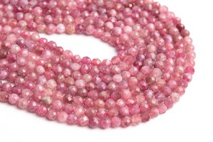 ลูกปัดทัวร์มาลีนสีชมพู บราซิล แท้ พลอยธรรมชาติ ร้อยเป็นเส้น ลูกปัดทรงกลมเหลี่ยมเพชรพลอย ขายส่งจำนวนมาก - Product Image 3