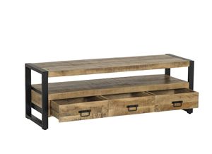 Mueble de TV Rústico de Madera Maciza Hecho a Mano, Mesa Consola con Almacenamiento, Mueble para Sala de Estar de Apartamento - Product Image 5