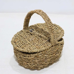 Cesta de Picnic Rústica de Seagrass con Tapa, Tejida a Mano, Ecológica, Caja de Almacenamiento Ovalada para Exteriores - Product Image 3