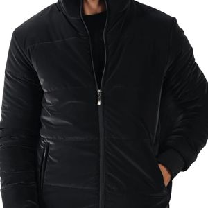 Chaqueta Acolchada Negra para Hombre, con Cierre Completo, Cuello Alto, Manga Larga, Abrigo Cálido de Invierno, Ligero, Informal, para Exteriores, Proveedor OEM - Product Image 1