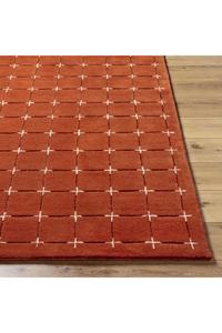 Modern Wool Anti-Slip Handmade Geometric Pattern <b>Thick</b> Pile Area Rug with Cotton Backing Fringed Edges for Formal Dining Room - Product Image 2
