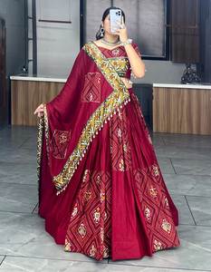Último diseñador puro rayón algodón Badhani impreso Kodi trabajo Lehenga Choli por FabZone - Product Image 3
