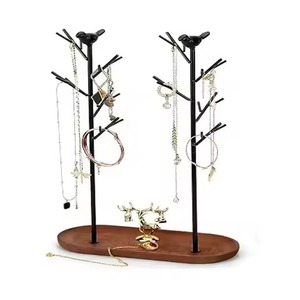 Présentoir à bijoux en métal doré avec crochets pour colliers, boucles d'oreilles et bagues, plateau de rangement pour coiffeuse et commode à domicile - Product Image 3