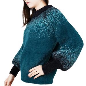 Ropa de invierno, suéter de mohair, nuevo diseño, suéter de mohair personalizado transpirable, suéter de punto con cuello redondo para mujer - Product Image 4