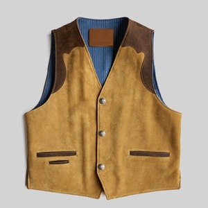 Men's <b>Black</b> Suede Leather <b>Vest</b> Winter Outerwear Turn-down Collar Covered Button Front Pockets Sleeveless Plus-Size High Street - Product Image 6