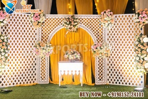 ฉากตกแต่งงานนิกะห์ล่าสุดพร้อมแผงเลเซอร์คัท ดีไซน์หรูหราสไตล์โมกุฎ ฉากหลังงานแต่งงานแบบแผง ฉากตกแต่งเวทีงานแต่งงานแบบยิว - Product Image 3