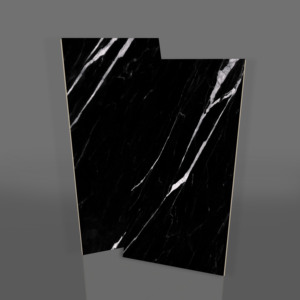 Carreaux de porcelaine effet marbre noir moderne 800x800mm, brillants et polis, pour sols et murs intérieurs, protection solaire. - Product Image 1