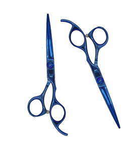 Ciseaux de coiffure professionnels en acier inoxydable, lame tranchante, manche long, pour droitiers, ciseaux à cheveux bleus - Product Image 1