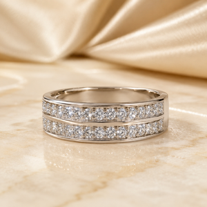 14K <b>Gold</b> Designer Band <b>Ring</b> with Sparkling White Stones Elegant Women Wedding Fine Jewelry Supplier - Product Image 1