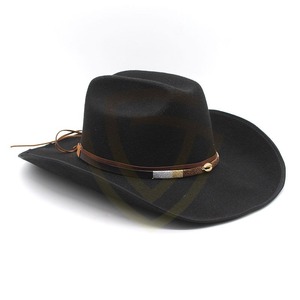 Sombrero de Vaquero Estilo Vintage Occidental de Cuero con Conchos de Latón, Personalizado OEM, Sombrero de Cuero Marrón para Hombre, Proveedor al por Mayor - Product Image 4