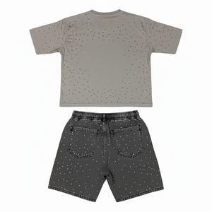 Conjuntos de dos piezas de algodón para hombre con estampado de logotipo personalizado, ropa urbana de verano, camisetas con estampado completo y conjunto de pantalones cortos deportivos para hombre - Product Image 2