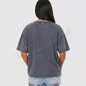เสื้อยืดโอเวอร์ไซส์ผู้หญิงทรงหลวมแขนสั้นสีพื้นผ้าฝ้าย 100% ระบายอากาศได้ดี ผ้าเจอร์ซีย์ซักแล้ว ใส่สบายๆ สำหรับฤดูใบไม้ผลิและฤดูร้อน - Product Image 3