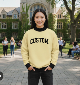 Hot Selling Sweatshirt Custom Applique Patches Casual Mock Neck Rib Lines Cotton Fleece Heavyweight Your Own Design Sweater - Product Image 6