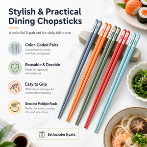 Baguettes japonaises multicolores en plastique PBT pour sushi, style asiatique - Product Image 4