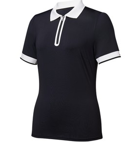 Women's <b>White</b> Green Polo Shirt Short Sleeve <b>Quarter</b> <b>Zip</b> Knitted Breathable Preppy Style Solid Color Sport Top - Product Image 4