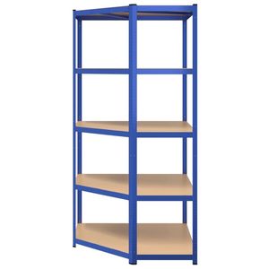 Estantería de Esquina de 5 Niveles de Acero Azul y Madera Sintética - Product Image 5
