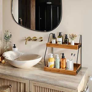 Vintage Wooden Adjustable 2-Tier Spice <b>Rack</b> Seasoning <b>Storage</b> Holder for Bottles and Jars Countertop <b>Kitchen</b> Shelf - Product Image 3