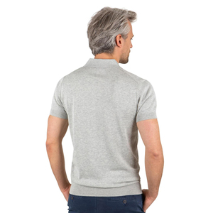 Polo de Manga Corta Gris para Hombre, Transpirable, Tejido de Punto, Diseño Casual Sólido, Cierre de Botones, Corte Regular, 100% Algodón, Camisa con Logotipo Personalizado - Product Image 3