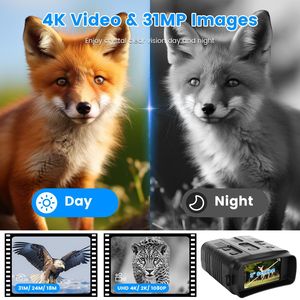 Gafas de Visión Nocturna a Todo Color 4K con Zoom 10X, Alcance de Visión de 2624 pies, 3 Pantallas, Tarjeta MMC de 64 GB, Control por Aplicación WIFI, Binoculares, Monoculares - Product Image 4