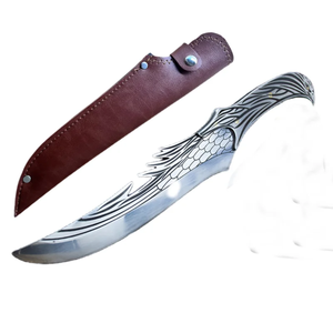 Couteau de chasse de qualité supérieure avec design de dragon, avec étui en cuir, lame en acier inoxydable, finition polie, couteau original - Product Image 1