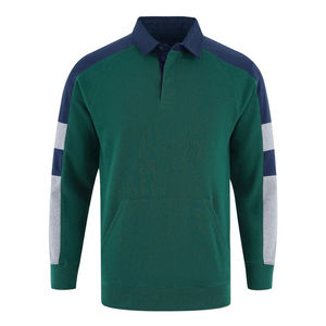 Men's Long Sleeve Knitted <b>Polo</b> <b>Shirt</b> Green Navy <b>Blue</b> Color Blocked Pocket Casual Regular Fit - Product Image 1