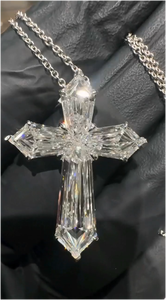 สร้อยคอจี้เพชรโมอิสซาไนต์ทรงกากบาท CONCEPTION VVS  แบบตัดละเอียด  โซ่เงินแท้ 925 ชุบทอง 18K  เครื่องประดับสั่งทำพิเศษ  สำหรับทั้งชายและหญิง - Product Image 5