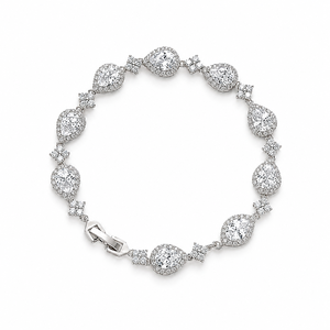 Elegante Pulsera de Tenis con Diamantes de Corte Pera y Halo de Moissanita, Plata de Ley 925, Regalo de Aniversario de Bodas para Mujer - Product Image 1