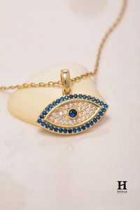 Pendentif de protection œil de luxe, collier en or 14K/18K avec diamants de laboratoire/naturels, fournisseur de bijoux en gros - Product Image 4