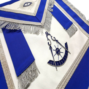 Delantal de Maestro Masón Azul Personalizado Profesional con Flecos Azules y Plateados, Regalia Masónica con Bordado Artesanal - Product Image 5