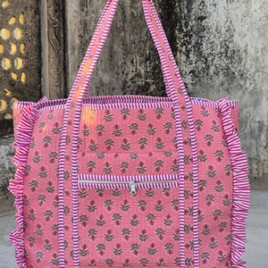 Sac à bandoulière matelassé en coton grande capacité, motif floral, en polyester, pour femme, usage quotidien, vente en gros - Product Image 2