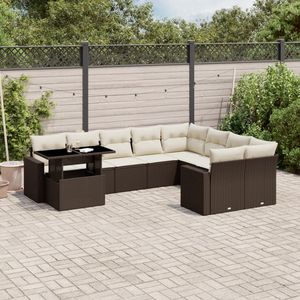Conjunto de Sofás Modulares Grandes de Ratán PE Marrón para Jardín, Muebles Modulares Elegantes para Exteriores - Product Image 1