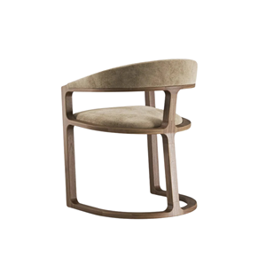 Fauteuil moderne en teck massif avec siège rembourré et dossier incurvé, chaise de salle à manger de luxe pour salon, restaurant, hôtel F - Product Image 4