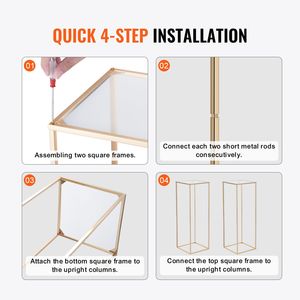 Set di 10 Supporti per Fiori da Matrimonio Rettangolari Dorati Alti 80 cm, Colonna in Metallo con Laminato Acrilico, Centrotavola Geometrico per Tavolo - Product Image 5