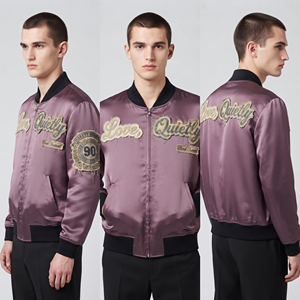 Blouson Bomber en Soie pour Homme avec Broderie et Fermeture Éclair, Veste de Baseball en Satin à Col Rond et Manches Longues pour Homme - Product Image 6