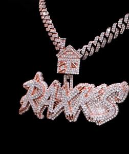 Collar con Colgante de Nombre en Capas Unisex de Plata Auténtica con Diamantes de Moissanita, Letra de Nombre Personalizada, Corte Brillante, Engaste de Bisel, Estilo Hiphop - Product Image 1