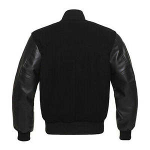 Custom Logo 3D Puff Embroidery Varsity Bomber Jacket Wholesale Heavy Fleece Stand Collar <b>Jumper</b> - Product Image 5