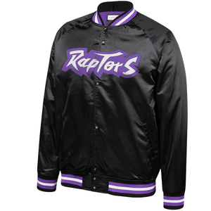 Custom Logo Men's Baseball Satin Quilted Jacket Striped Rib-Knit Stand Collar Waterproof Varsity Bomber Jacket OEM Service - Product Image 5