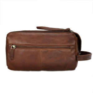 Trousse de Toilette de Voyage en Cuir Premium, Organisateur de Toilette Étanche, Trousse de Rasage et Cosmétiques pour Hommes, Pochette de Rangement Durable avec Fermeture Éclair - Product Image 5