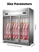 Réfrigérateur vitrine à viande suspendu en acier inoxydable avec porte vitrée, modèle 9- Standing