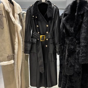 Hot Selling Suede <b>Leather</b> Long <b>Coat</b> Wholesale Sheepskin Long <b>Coats</b> Custom High Quality Real <b>Leather</b> Jackets For Women's - Product Image 1