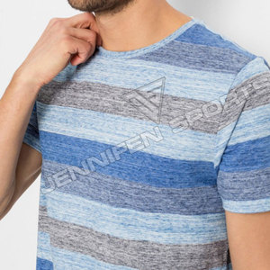 Camiseta de Verano de Manga Corta para Hombre, Unisex, Mezcla de Algodón/Poliéster, de Alta Calidad, Transpirable, de Secado Rápido, a Rayas, Personalizada, Multicolor, al por Mayor - Product Image 3