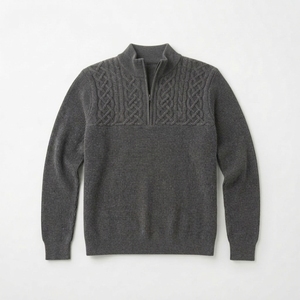 Sudadera de Moda para Hombre, Color Sólido, Casual, con Cuello Alto y Cierre de Cremallera 1/4, Manga Larga, 320gsm - Product Image 1