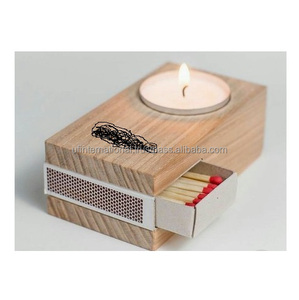 Meilleure conception porte-bougie en bois de forme carrée produit fait à la main table en bois décoration maison et hôtel meilleure vente - Product Image 3