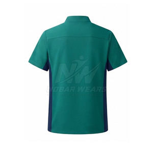 Half Zip Medical <b>Scrub</b> <b>Top</b> With Short Sleeve Design Stand Collar Easy Front Closure And Comfortable Professional Fit - Product Image 4